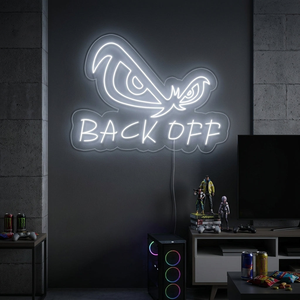 "Adlernase, Back Off" Neonschrift