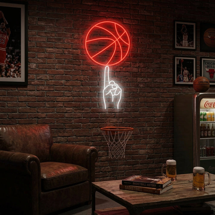 "Handschwung Basketball" Neonschild