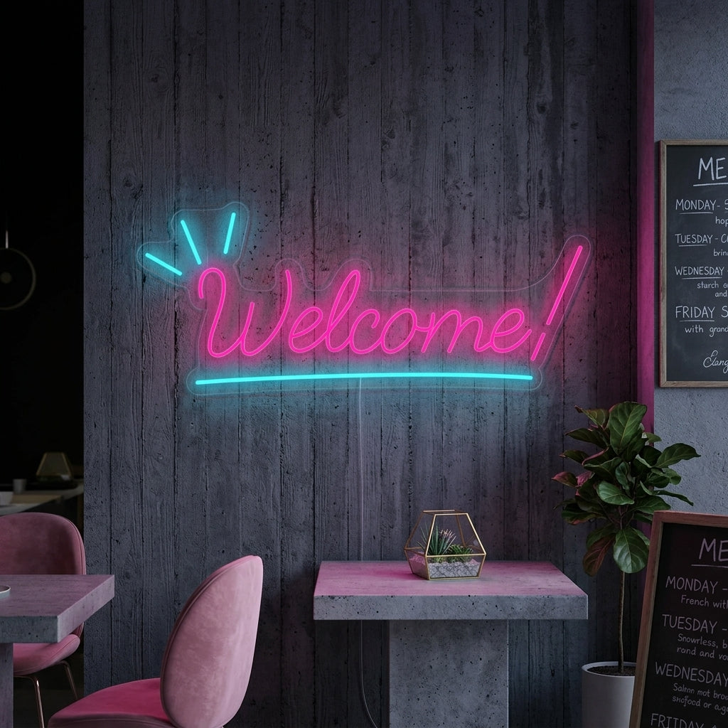 "Welcome" Neonschrift
