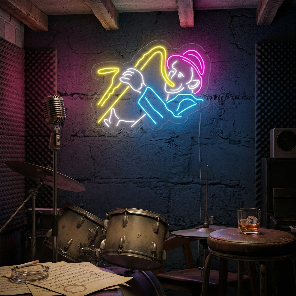 "Mann Mit Saxophon" Neonschrift