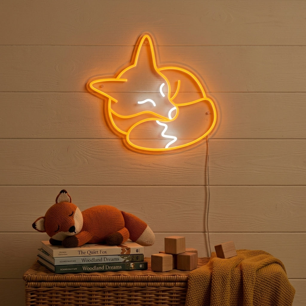 "Schlafender Fuchs, Kinderzimmer Dekoration" Neonschrift