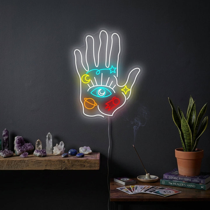 "Spirituelle Hand" Neonschrift