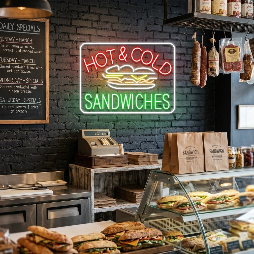 "Hot Cold Sandwiches" Neonschrift