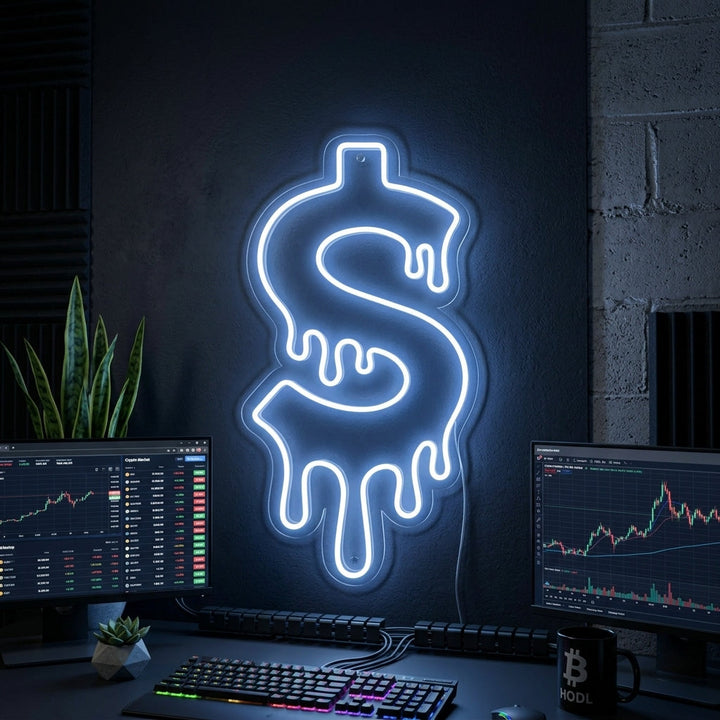 "Tropfendes Dollarzeichen" Neonschrift