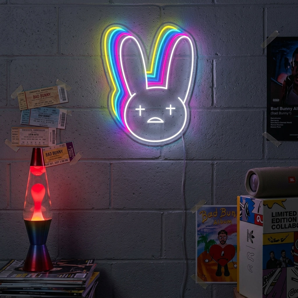 "Bad Bunny Sänger Und Rapper" Neonschrift