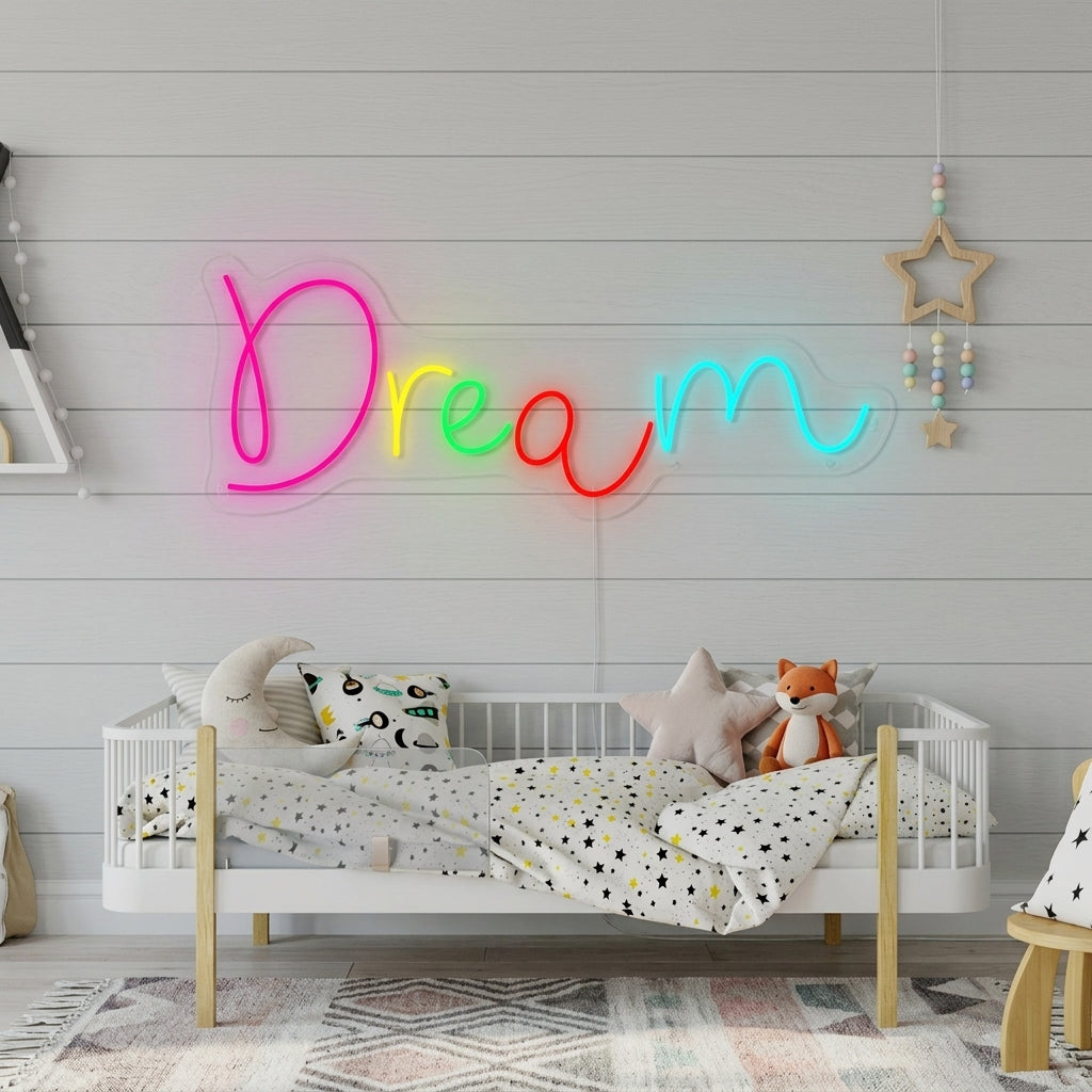 "Dream, Kinderzimmerdekoration" Neonschrift