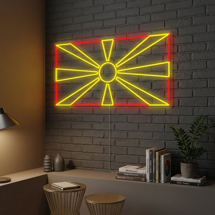 "Flagge Von Nordmazedonien" Neonschrift