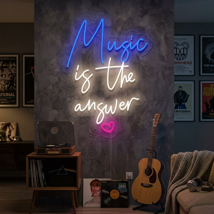 "Music is The Answer" Neonschrift