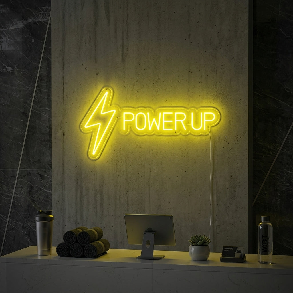 "Power Up, Fitnessstudio Dekoration, Fitnessstudio Zitate, Fitness Zitate, Workout Zitate" Neonschrift