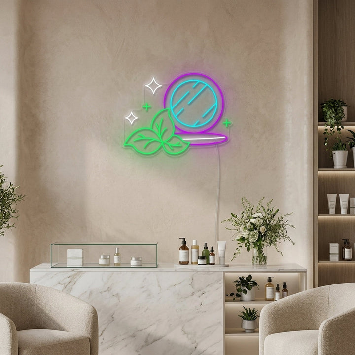 "Make-Up, Schönheit Und Kosmetikgeschäft" Neonschrift