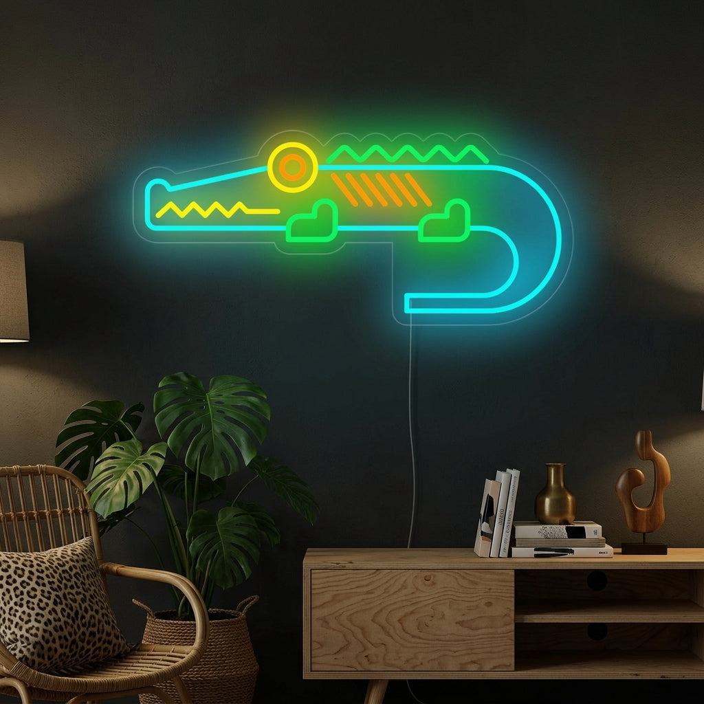Niedliches Krokodil Motiv Neonschild