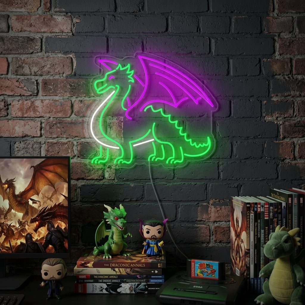 "Drache Mit Flügeln" Neonschrift