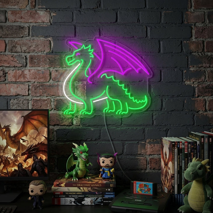 "Drache Mit Flügeln" Neonschrift