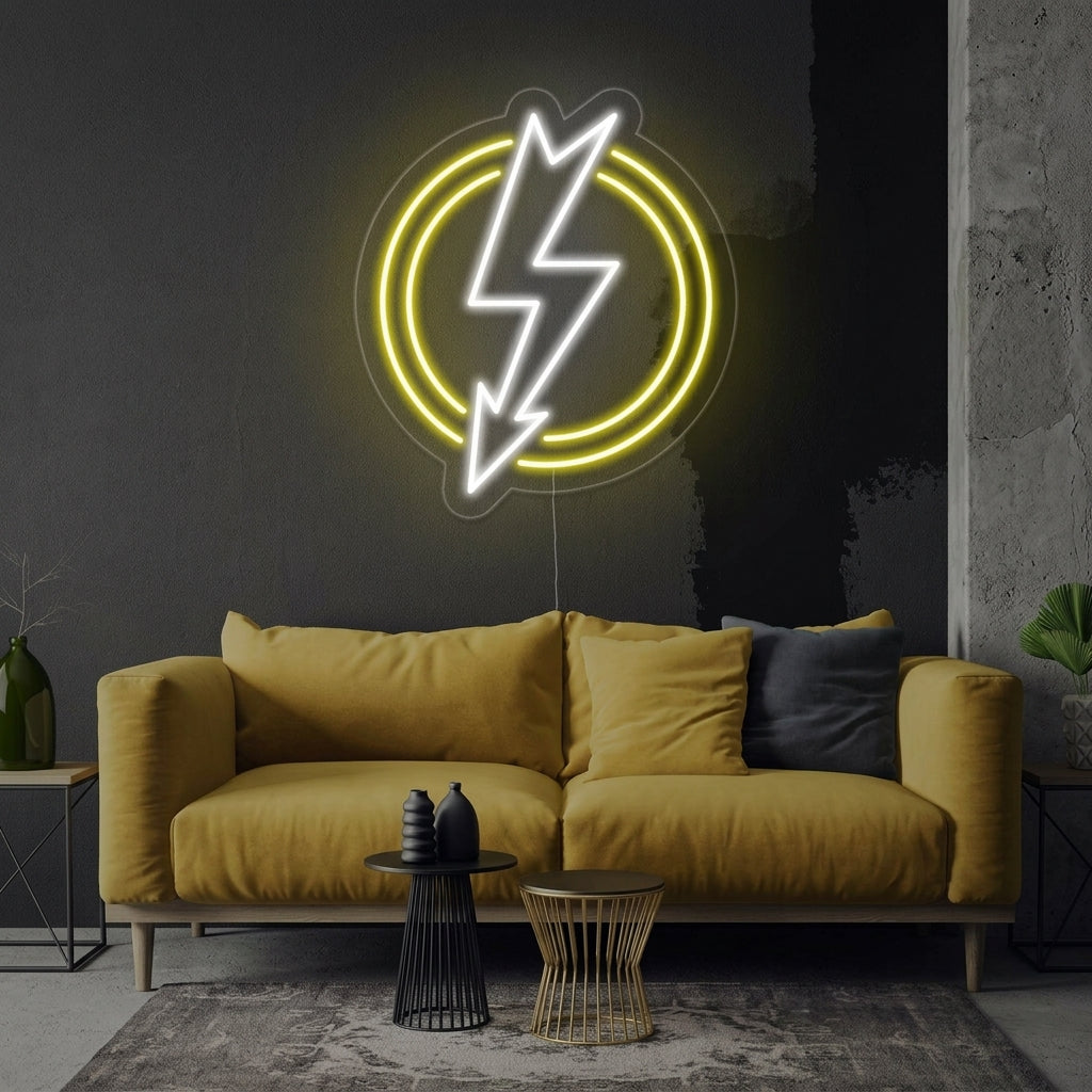"Glänzender Blitz" Neonschrift