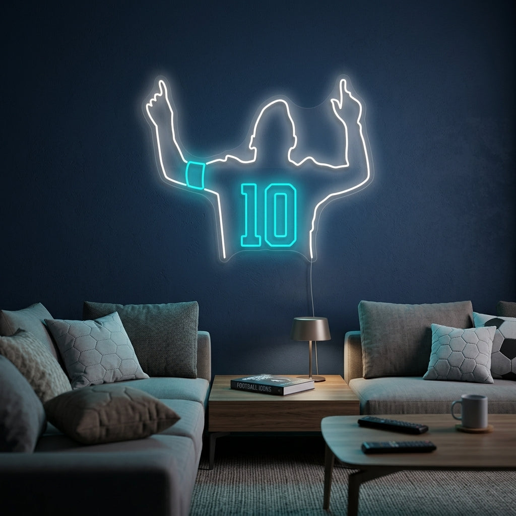 "Berühmter Fußballspieler Nummer 10" Neonschild