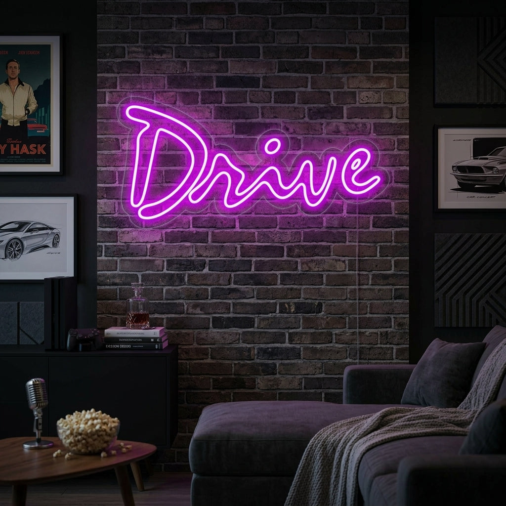 "Drive, Fernseher" Neonschrift