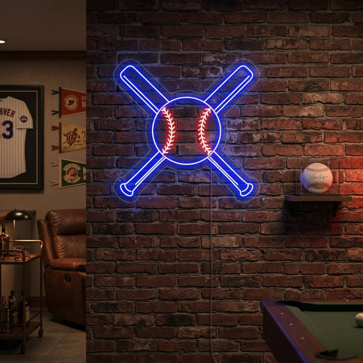 "Baseballschläger Mit Ball" Neonschrift