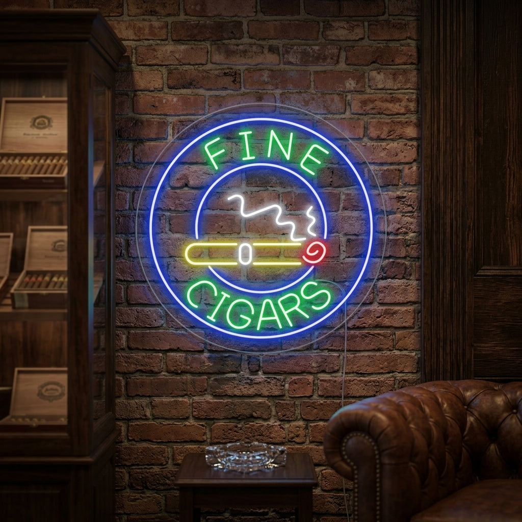 "Fine Cigars" Neonschrift