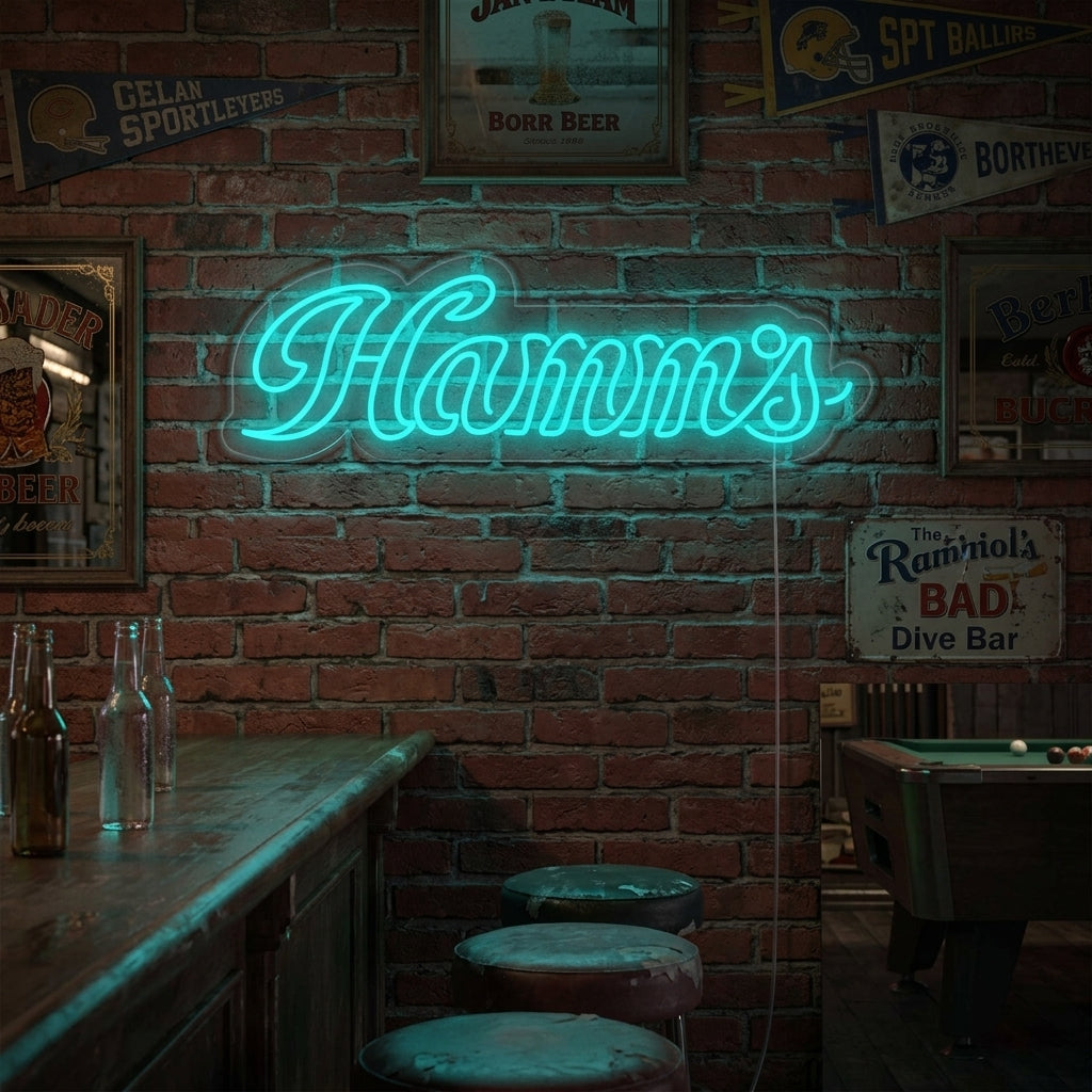 "Hamms Bierbar" Neonschrift