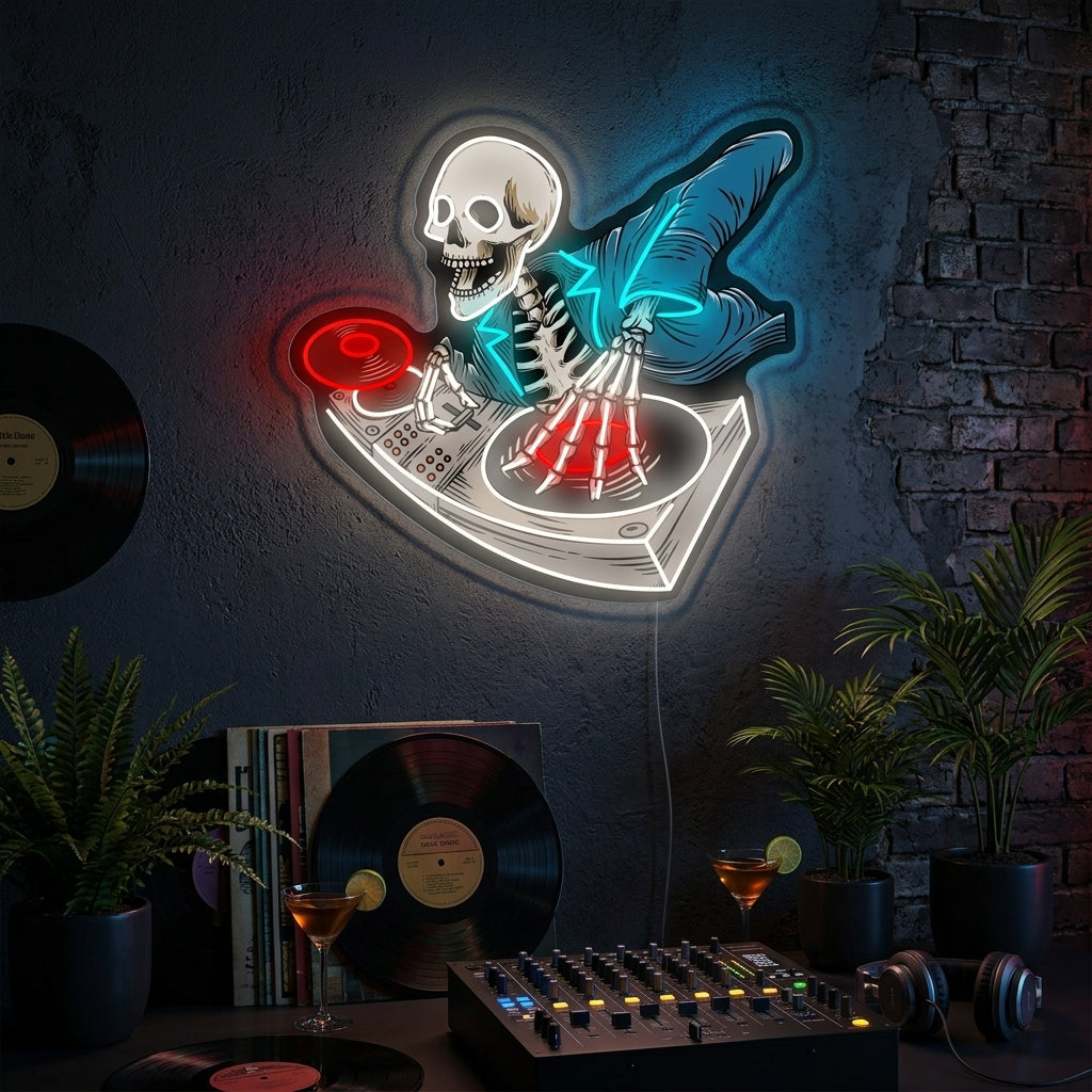 "Skelett-DJ" Neonschild