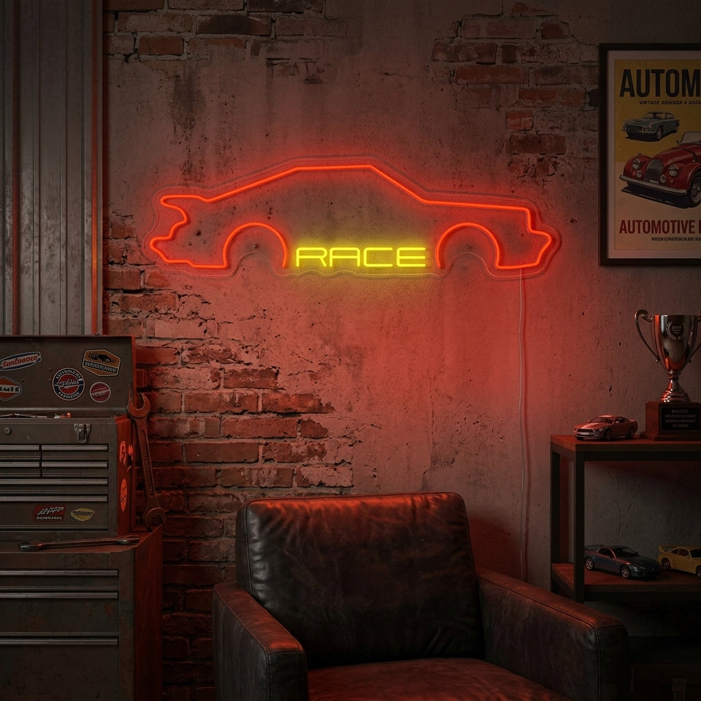 "Auto, Race" Neonschrift