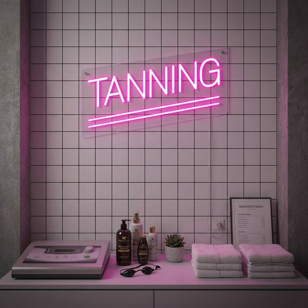 "Tanning" Neonschrift