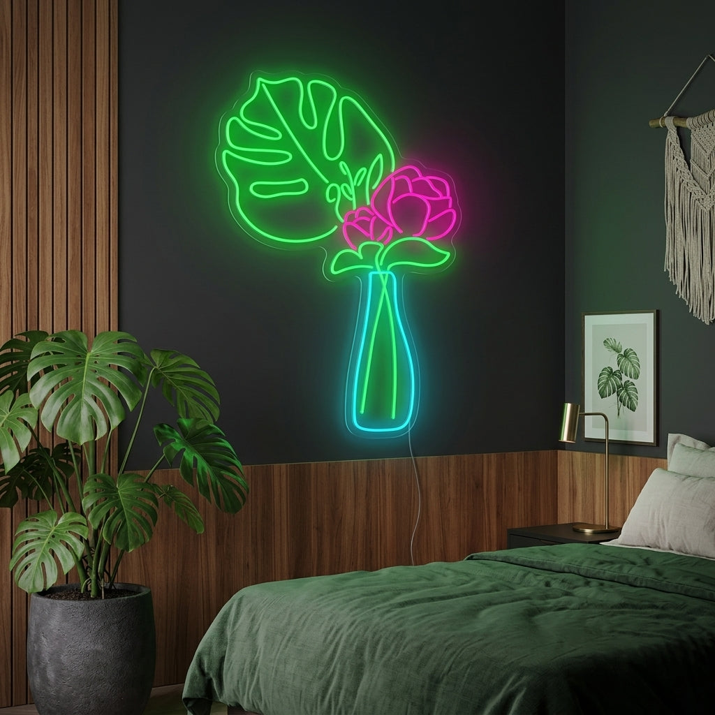 "Blume in Vase" Neonschild