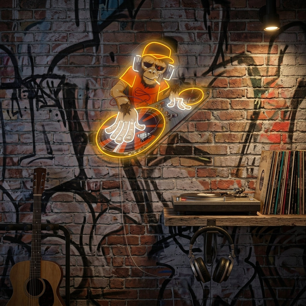 "Affen-DJ" Neonschild
