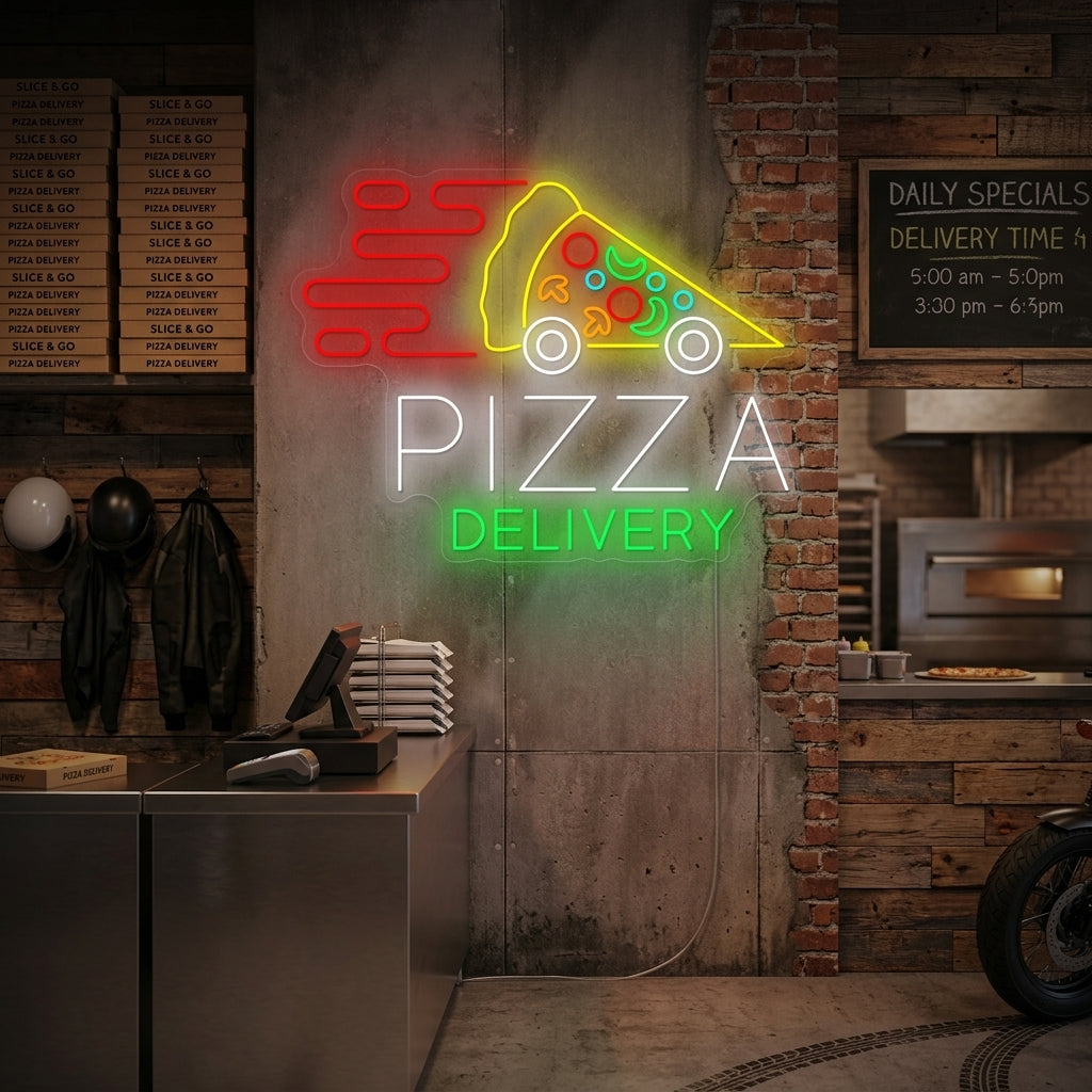 "Pizza Delivery" Neonschild, Pizza Leuchtreklame, Pizza Leuchtschild