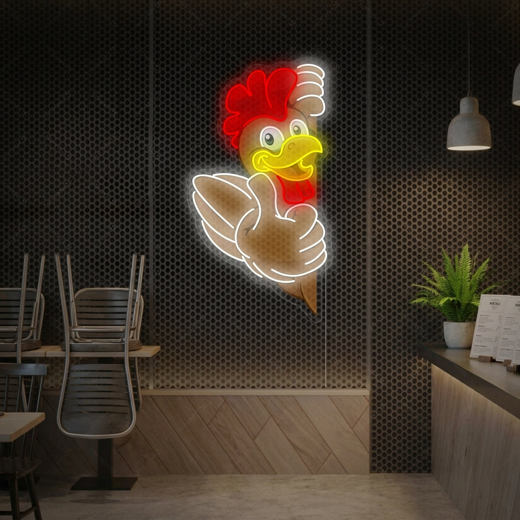 "Huhn Daumen hoch" Neonschild