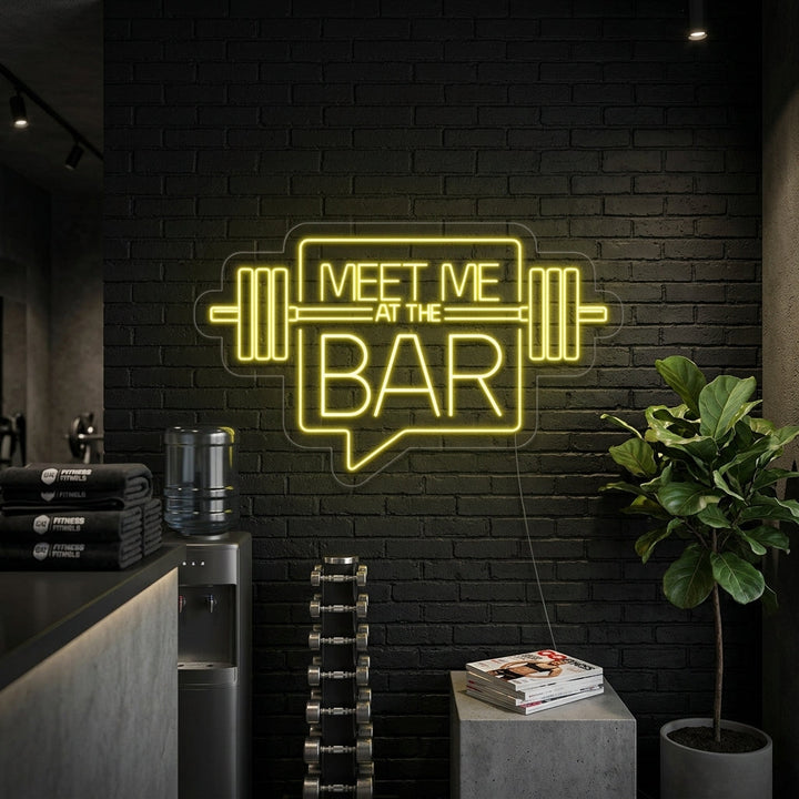 "Meet Me At The Bar Fitnessstudio" Neonschrift