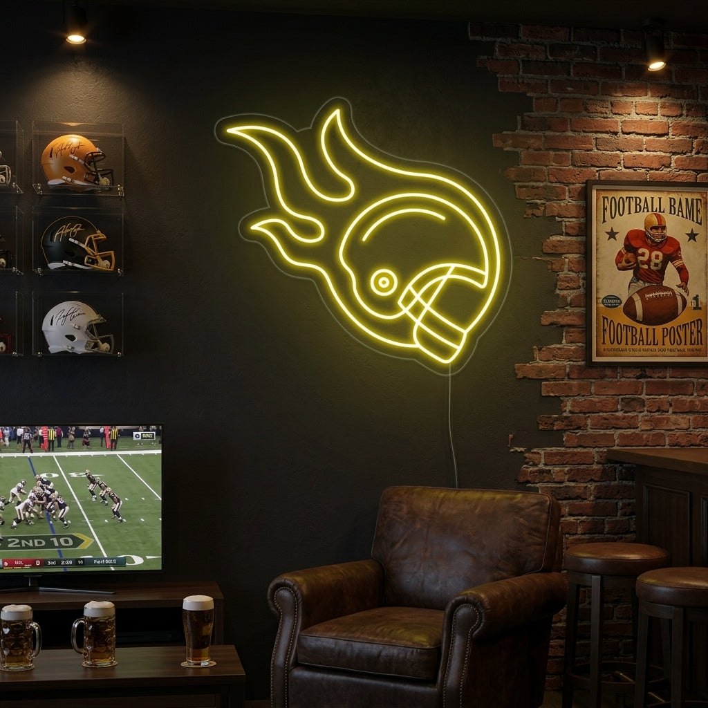 "Rugbyspieler Helm" Neonschrift