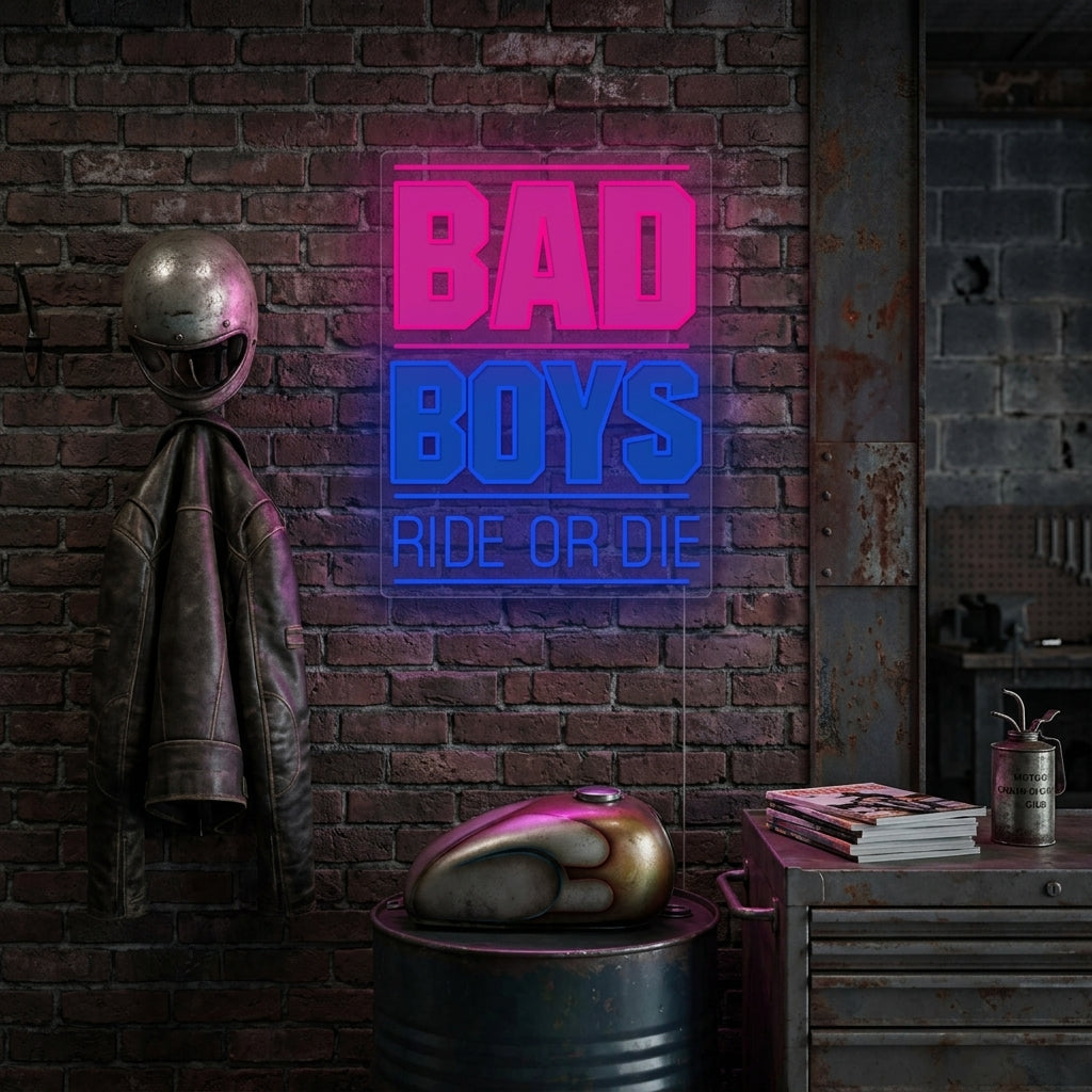"Bad Boys Ride Or Die" Neonschild