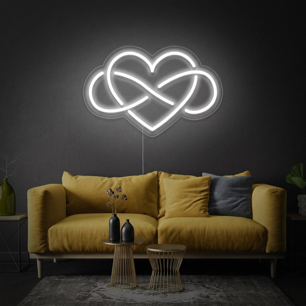 "Unendlichkeit, Herz" Neonschrift