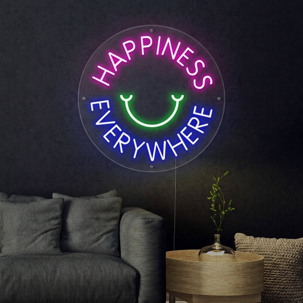"Happyness Everywhere" Neonschrift