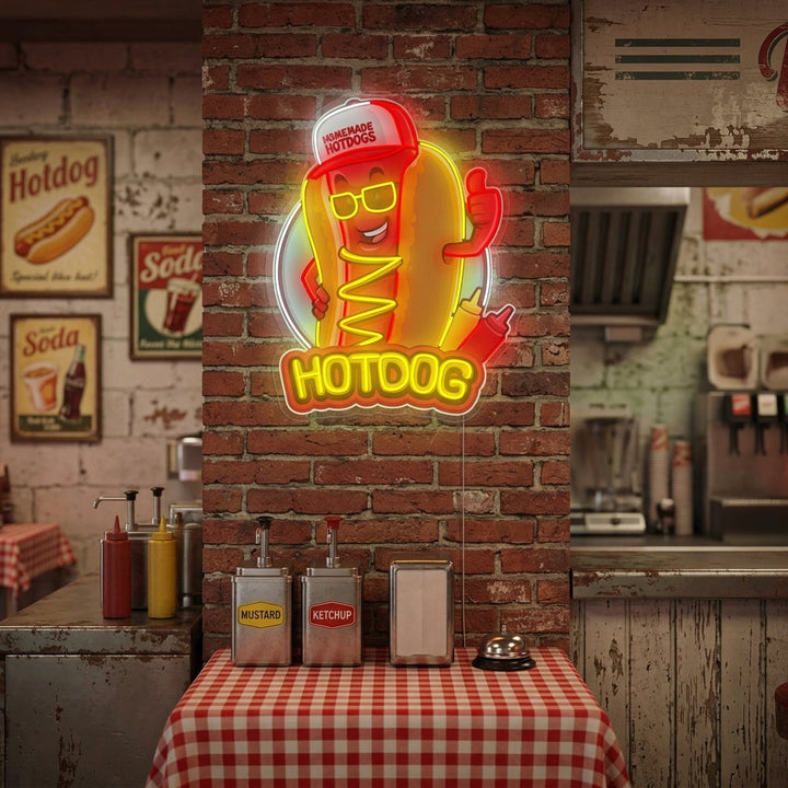 "Hotdog Maskottchen" Neonschild
