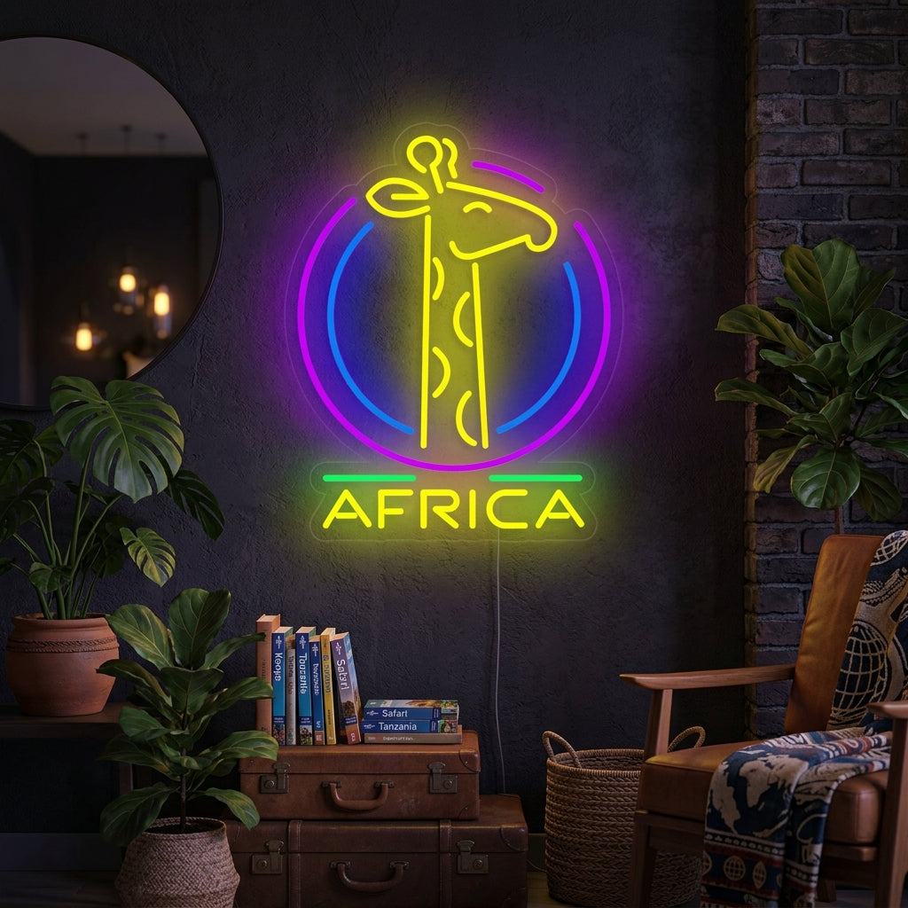 "Afrika Giraffe" Neonschrift