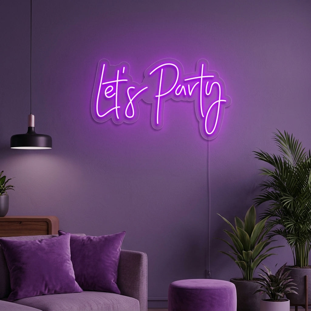 "Lets Party" Neonschrift