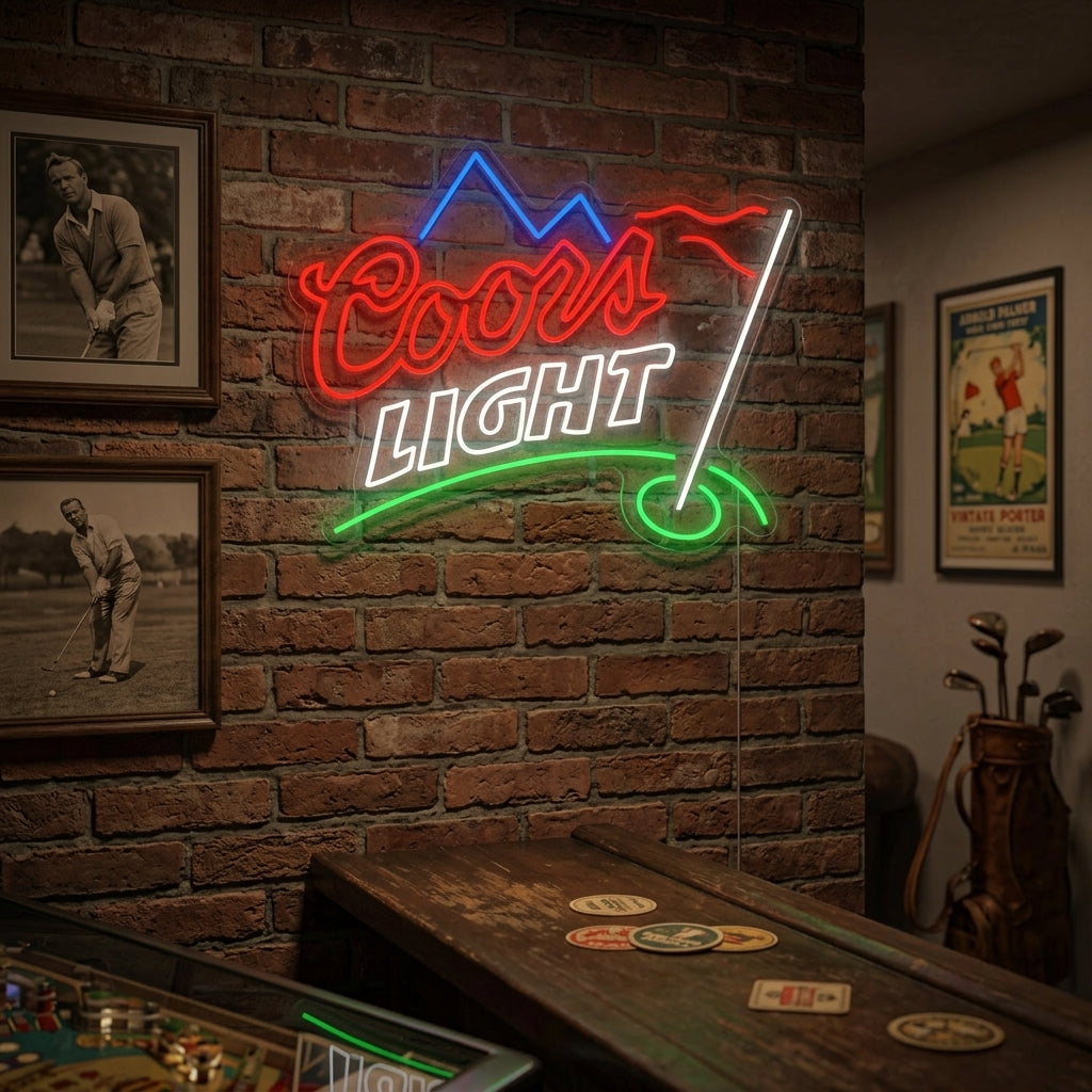 "Golf-Fahne und Bier-Logo" Neonschild