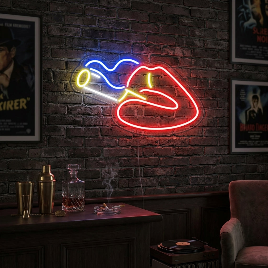"Lippen Rauchen" Neonschrift