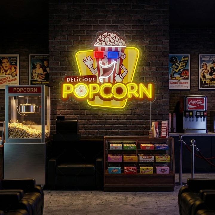 "Delicious Popcorn" Neonschild