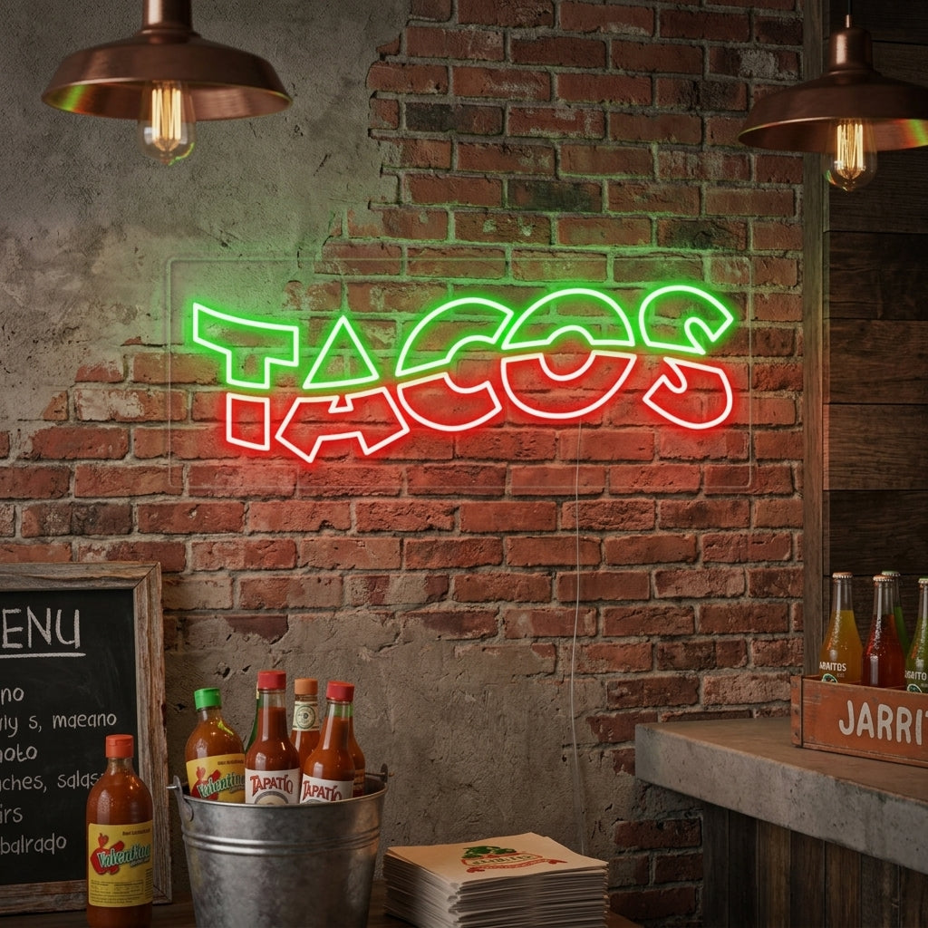 "TACO, Mexikanisches Essen" Neonschrift