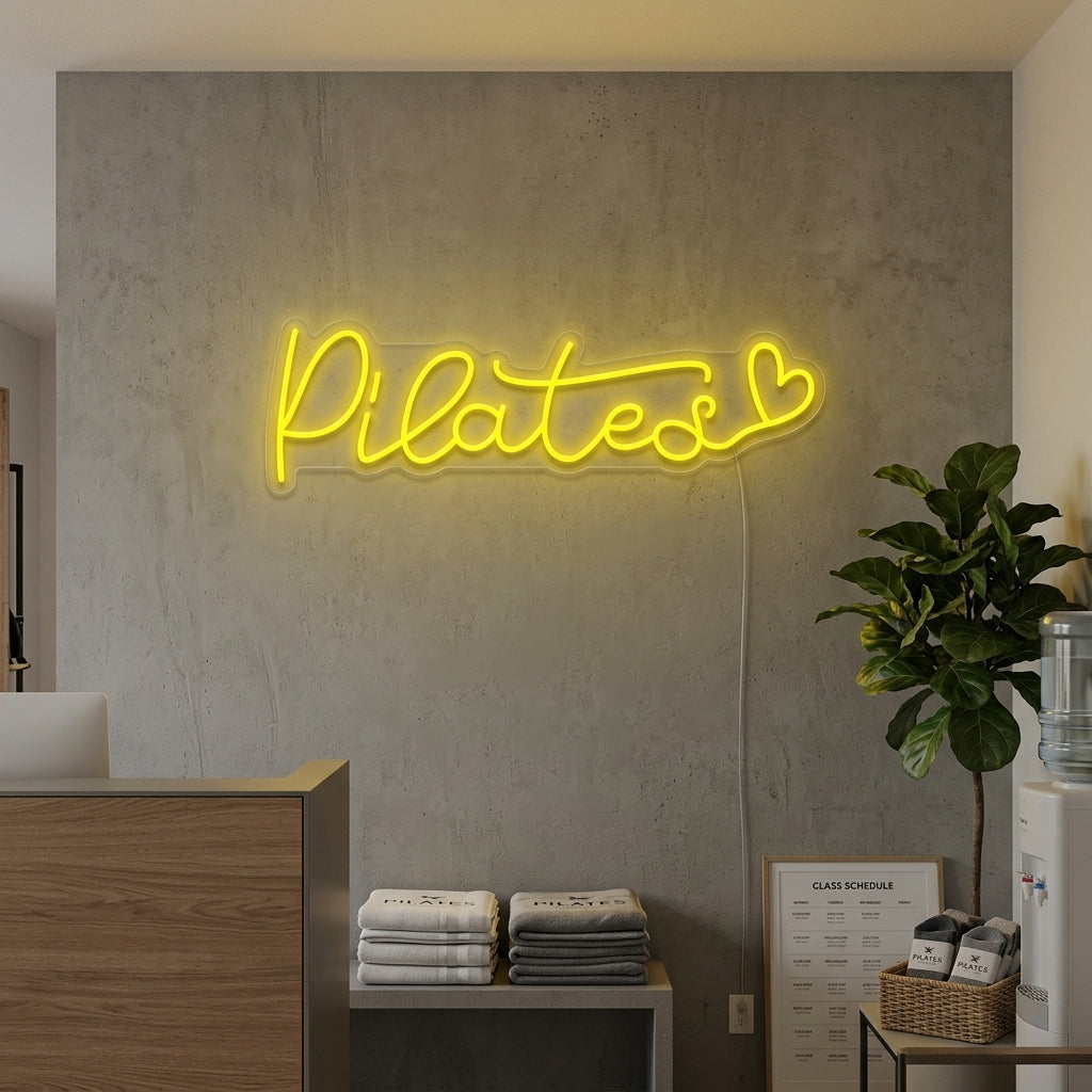 "Pilates Herz" Neonschrift