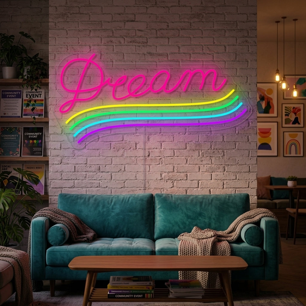 "Regenbogenflagge Lgbt-Stolz Einzigartig, Dream" Neonschrift