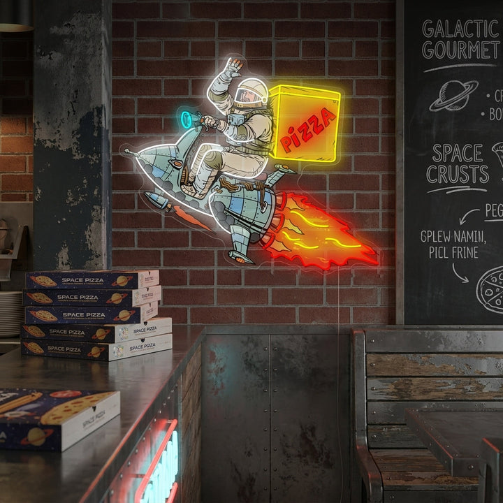 "Astronaut Pizza" Neonschild, Pizza Leuchtreklame, Pizza Leuchtschild