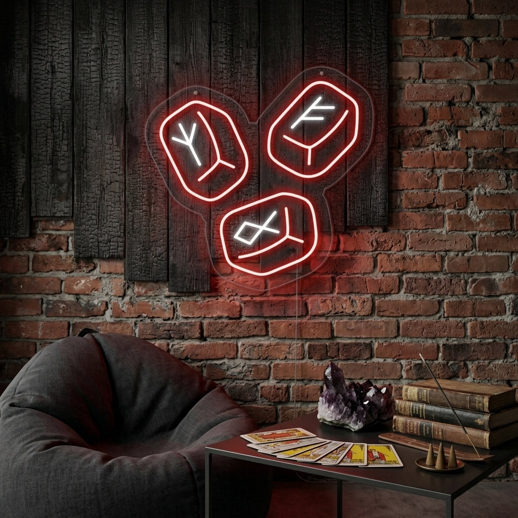 "Nordische Runensteine" Neonschrift