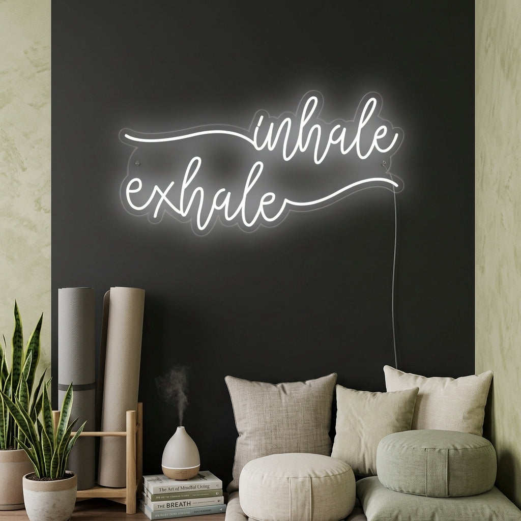 "Inhale Exhale" Neonschrift