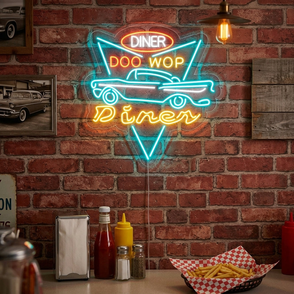 "Retro Diner" Neonschrift, Diner Leuchtreklame, Diner Leuchtschild