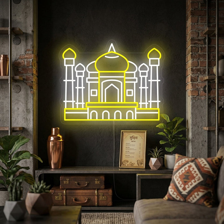 "Taj Mahal In Indien" Neonschrift