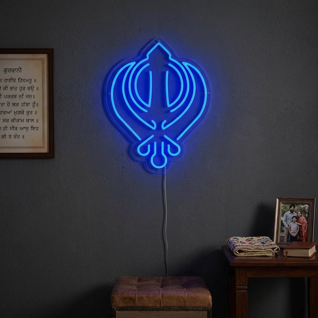 "Sikhismus Khanda-Symbol" Neonschrift